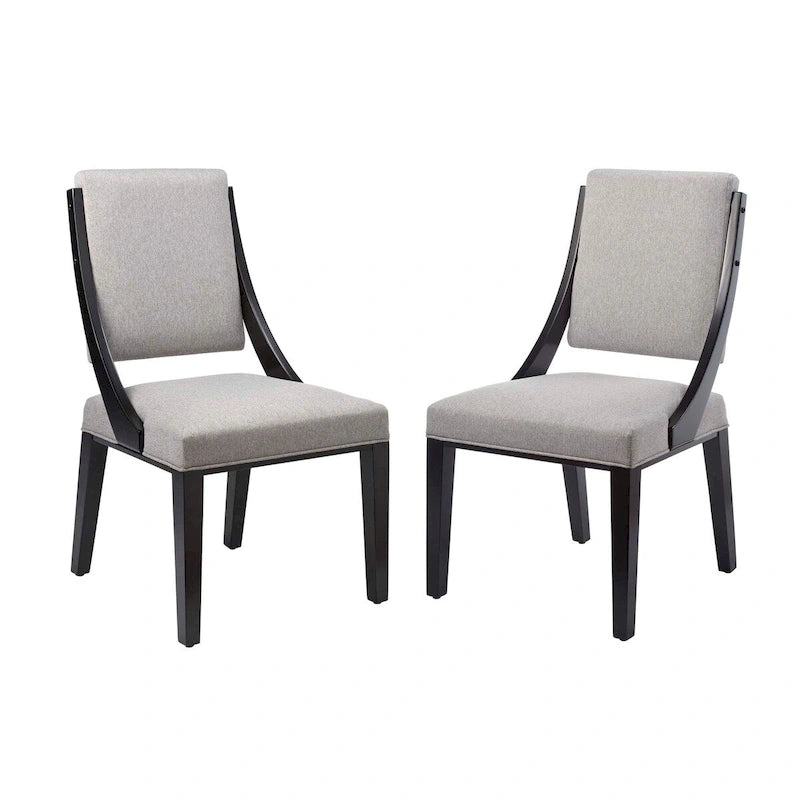 Chaise de salle à manger en tissu rembourré avec pieds en bois d'hévéa massif Beige