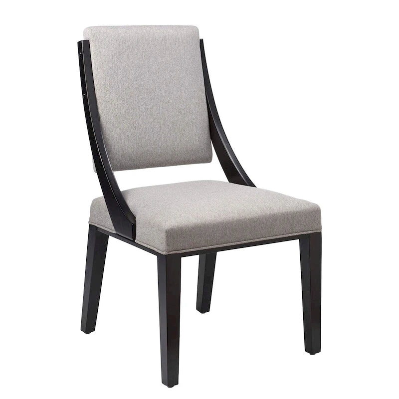 Chaise de salle à manger en tissu rembourré avec pieds en bois d'hévéa massif Beige