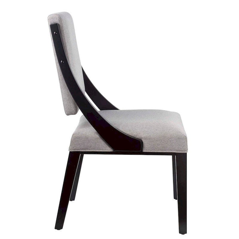 Chaise de salle à manger en tissu rembourré avec pieds en bois d'hévéa massif Beige
