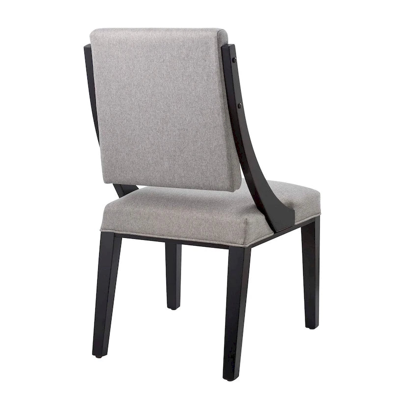 Chaise de salle à manger en tissu rembourré avec pieds en bois d'hévéa massif Beige