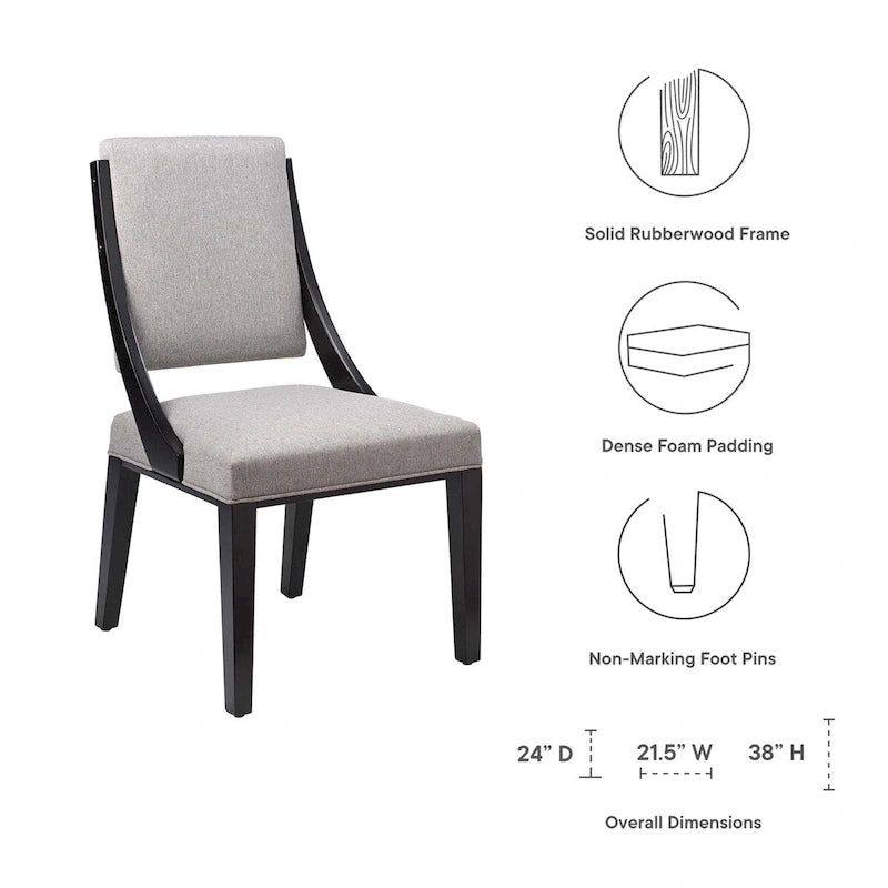 Chaise de salle à manger en tissu rembourré avec pieds en bois d'hévéa massif Beige