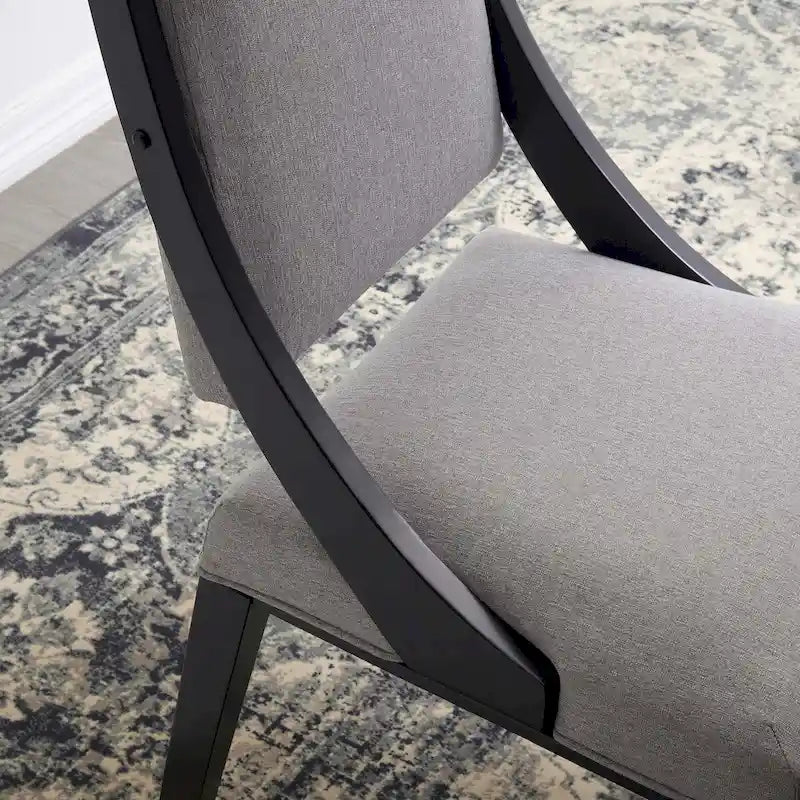 Chaise de salle à manger en tissu rembourré avec pieds en bois d'hévéa massif Beige