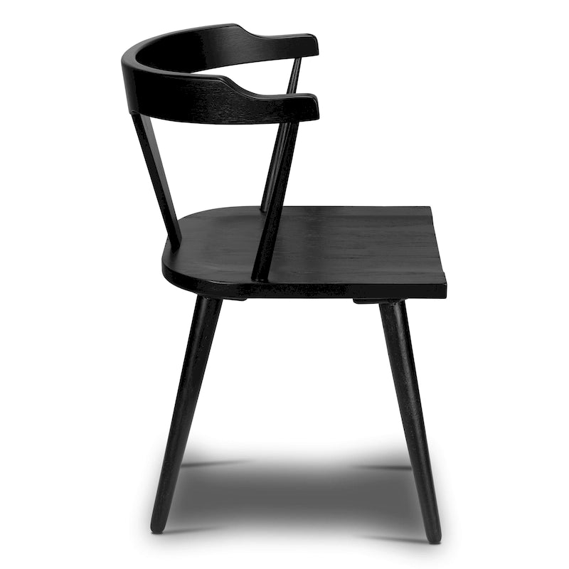 Chaise de salle à manger moderne du milieu du siècle en chêne massif avec dossier ajouré noir