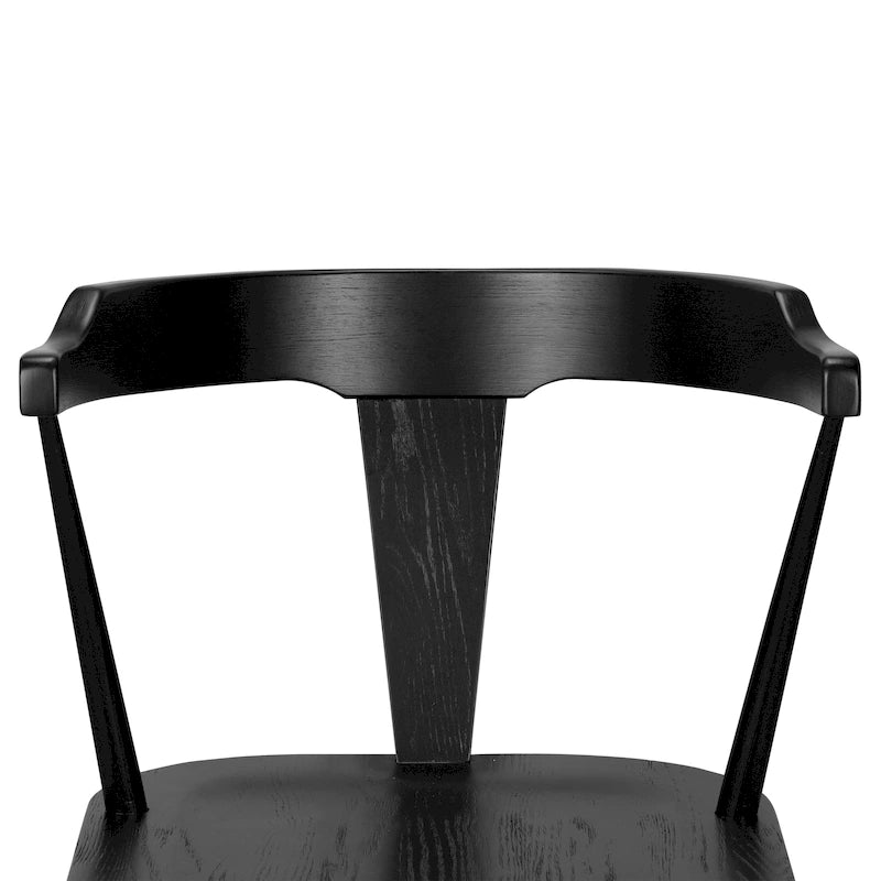 Chaise de salle à manger moderne du milieu du siècle en chêne massif avec dossier ajouré noir