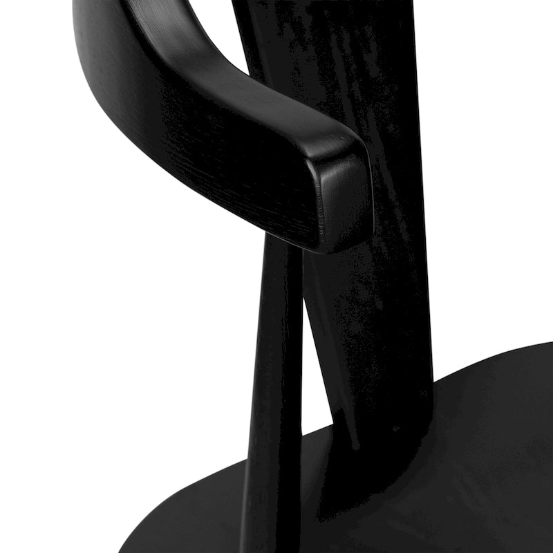 Chaise de salle à manger moderne du milieu du siècle en chêne massif avec dossier ajouré noir