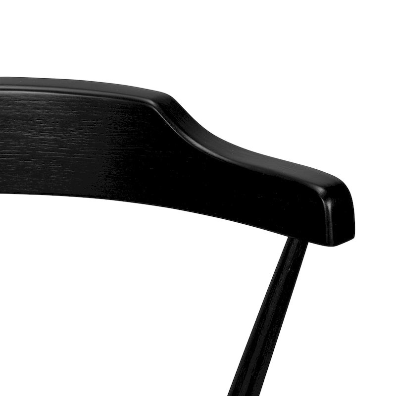 Chaise de salle à manger moderne du milieu du siècle en chêne massif avec dossier ajouré noir