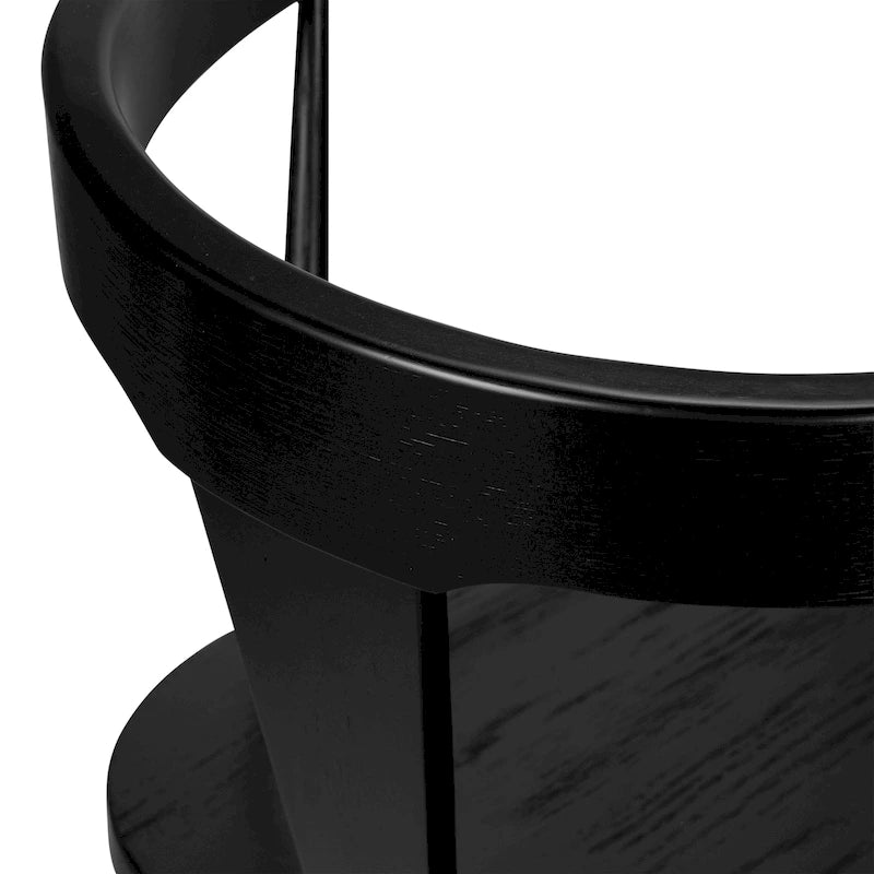 Chaise de salle à manger moderne du milieu du siècle en chêne massif avec dossier ajouré noir