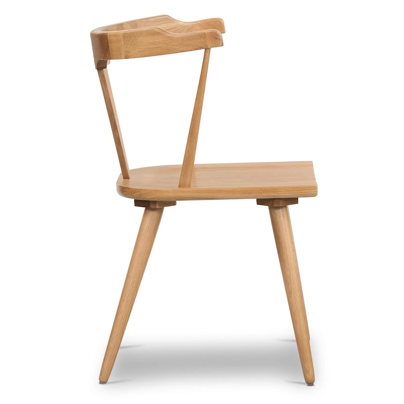 Chaise de salle à manger moderne du milieu du siècle en chêne massif avec dossier ajouré noir
