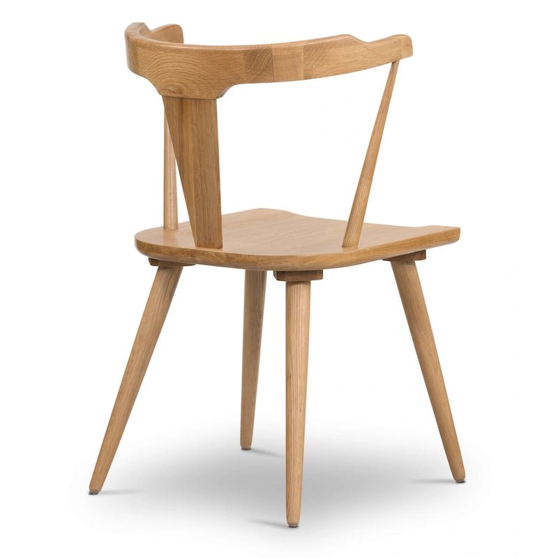 Chaise de salle à manger moderne du milieu du siècle en chêne massif avec dossier ajouré noir