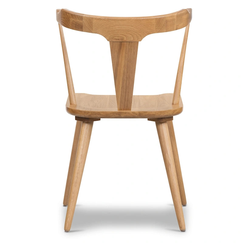 Chaise de salle à manger moderne du milieu du siècle en chêne massif avec dossier ajouré noir
