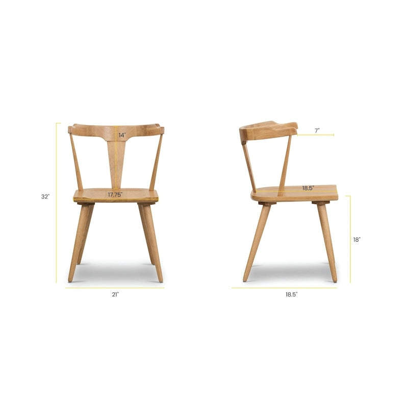 Chaise de salle à manger moderne du milieu du siècle en chêne massif avec dossier ajouré noir