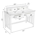 Bureau blanc avec organiseur hutch, 4 tiroirs et pieds en bois de pin
