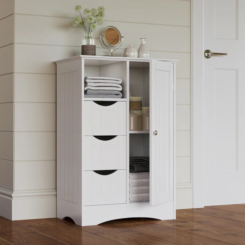 Meuble de rangement à cadre en perles avec porte, tiroirs et étagère réglable