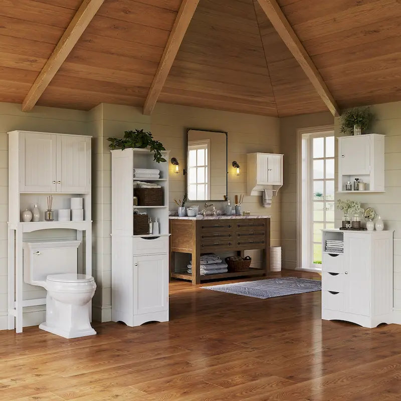 Meuble de rangement à cadre en perles avec porte, tiroirs et étagère réglable