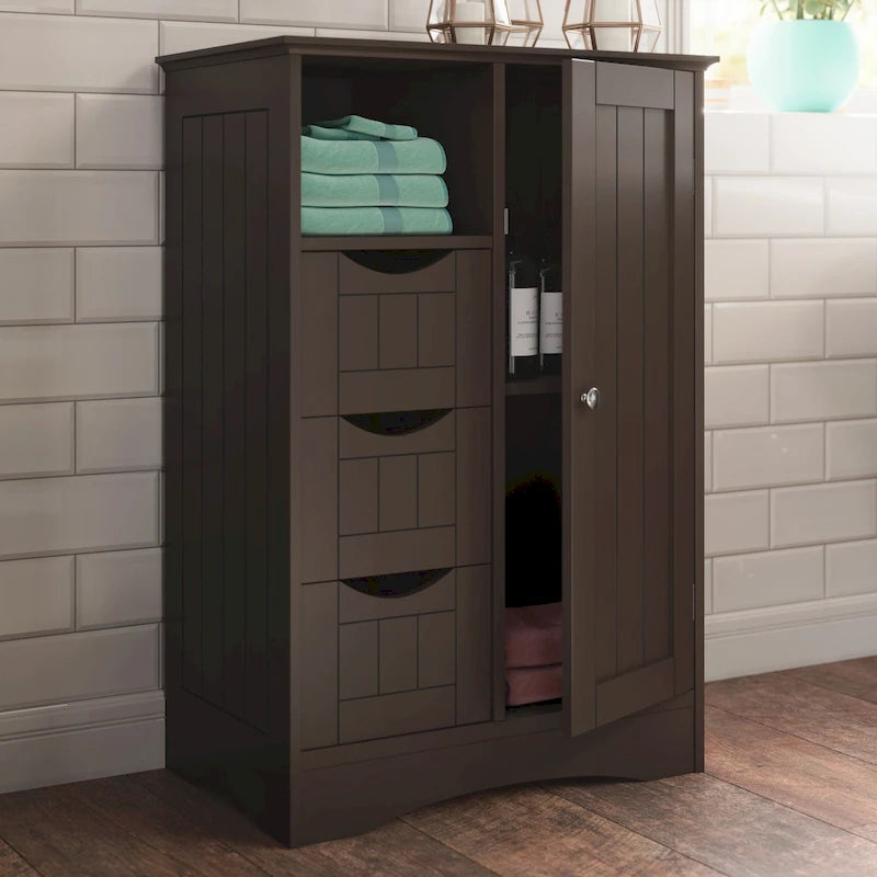 Meuble de rangement à cadre en perles avec porte, tiroirs et étagère réglable