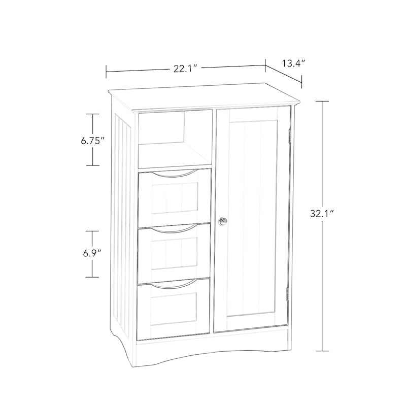 Meuble de rangement à cadre en perles avec porte, tiroirs et étagère réglable