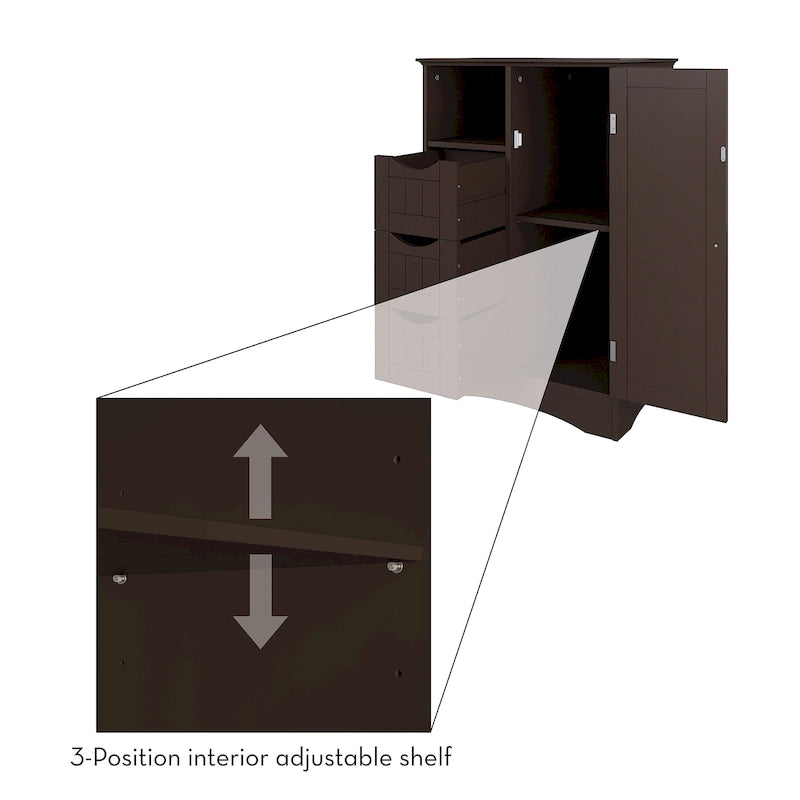 Meuble de rangement à cadre en perles avec porte, tiroirs et étagère réglable