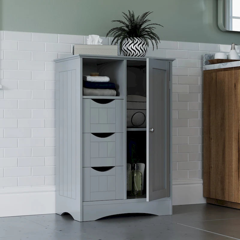 Meuble de rangement à cadre en perles avec porte, tiroirs et étagère réglable