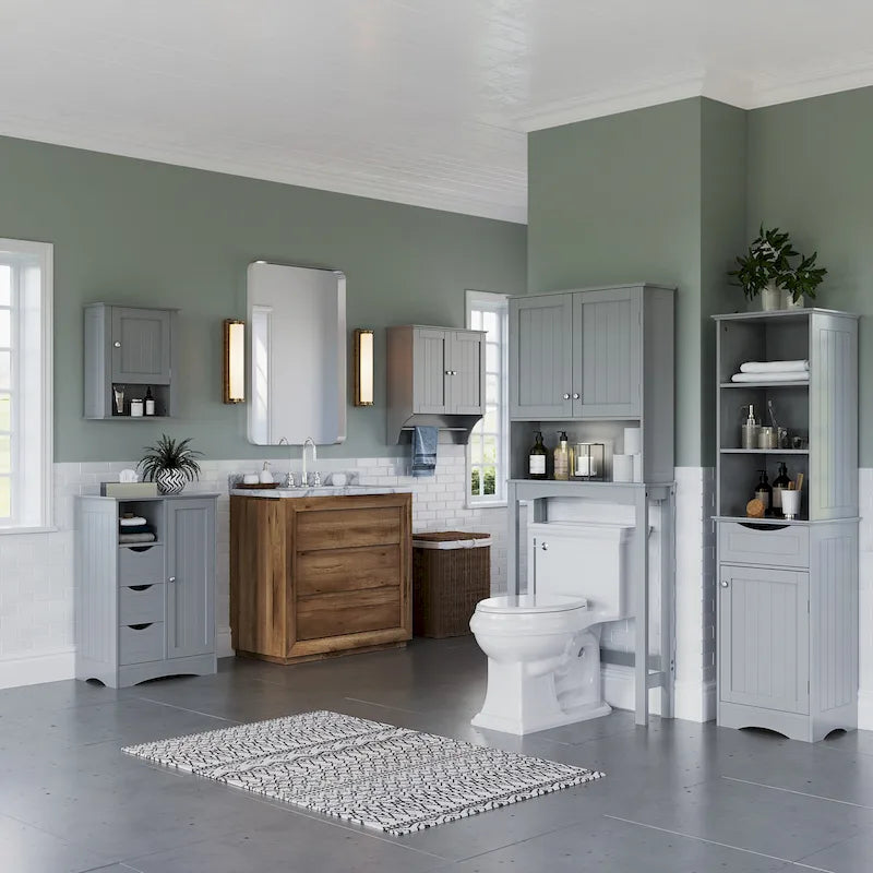Meuble de rangement à cadre en perles avec porte, tiroirs et étagère réglable