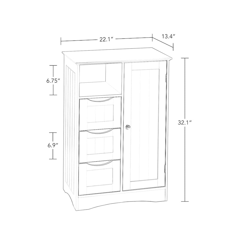 Meuble de rangement à cadre en perles avec porte, tiroirs et étagère réglable