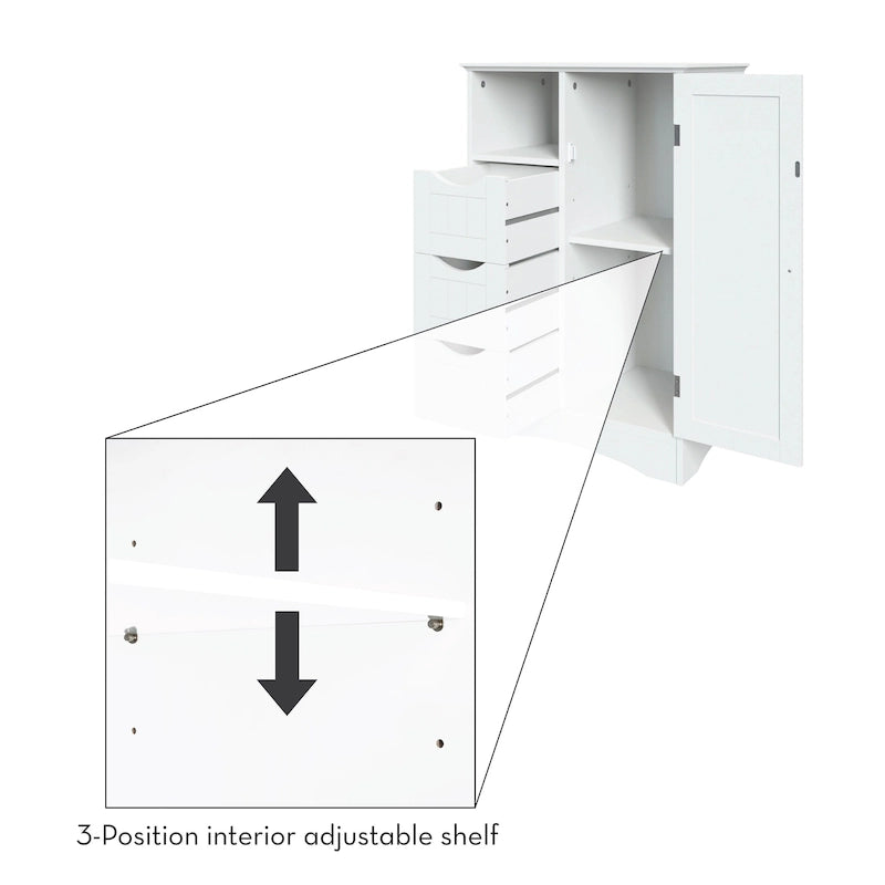Meuble de rangement à cadre en perles avec porte, tiroirs et étagère réglable