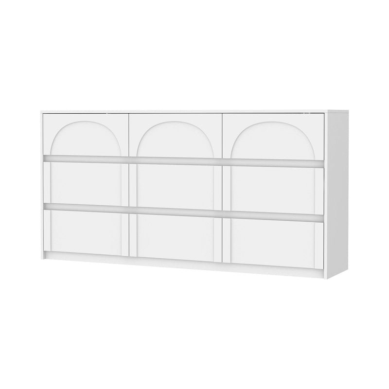 Commode à 6 tiroirs blanche avec façade arquée