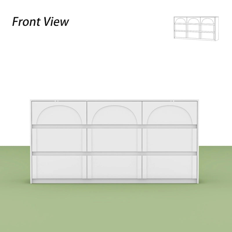 Commode à 6 tiroirs blanche avec façade arquée