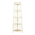 Étagère de boulanger pliante haute à 5 niveaux en métal volutes, intérieure/extérieure, or blanc