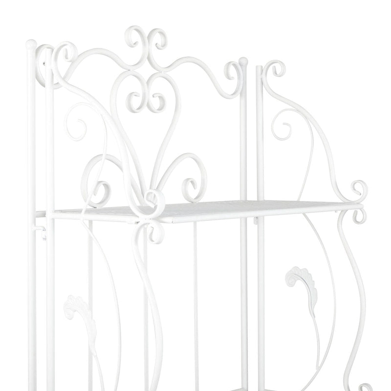Étagère de boulanger pliante haute à 5 niveaux en métal volutes, intérieure/extérieure, or blanc