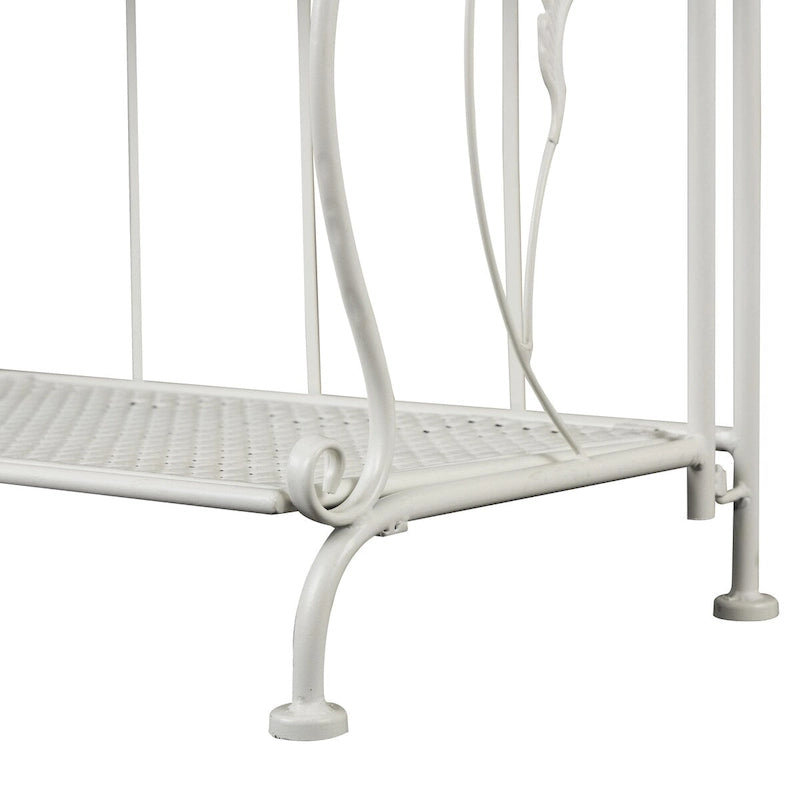 Étagère de boulanger pliante haute à 5 niveaux en métal volutes, intérieure/extérieure, or blanc