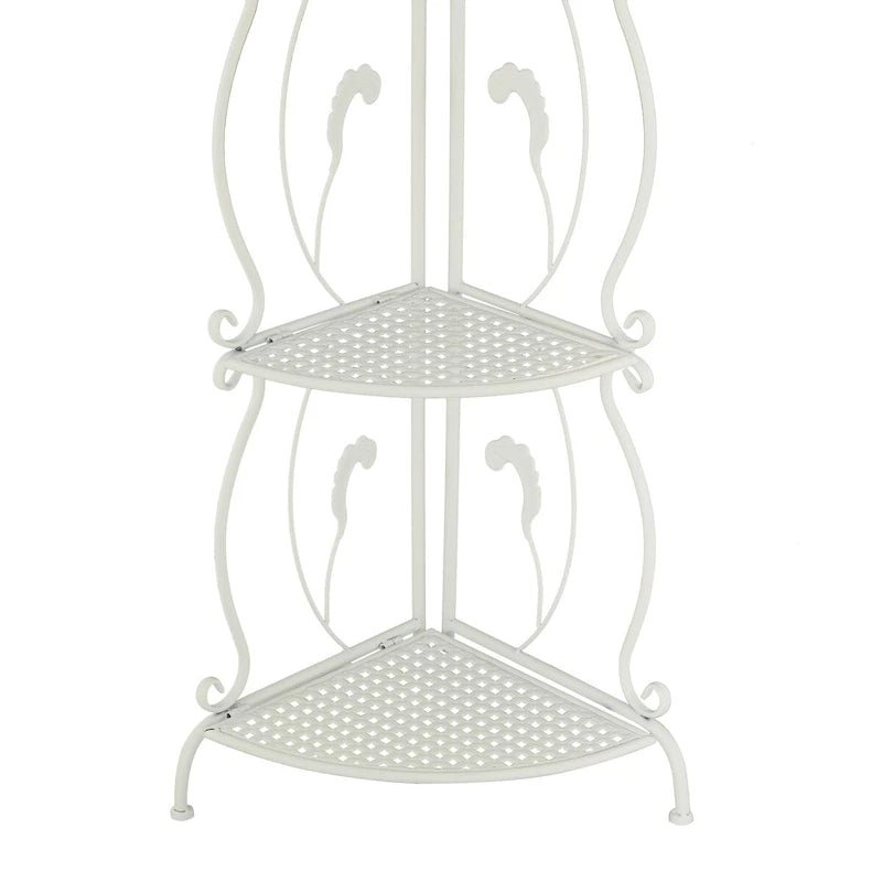 Étagère de boulanger pliante haute à 5 niveaux en métal volutes, intérieure/extérieure, or blanc